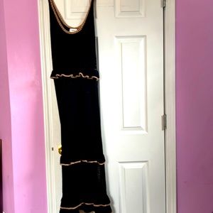 New dress black and gold trim MIDI dress great for evening attire or casual.